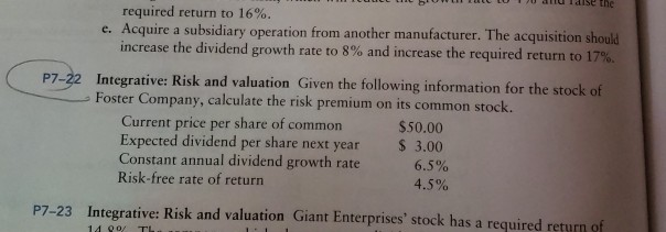 p7-22 atnu ldise thc required return to 16%. e. Acquire a subsidiary