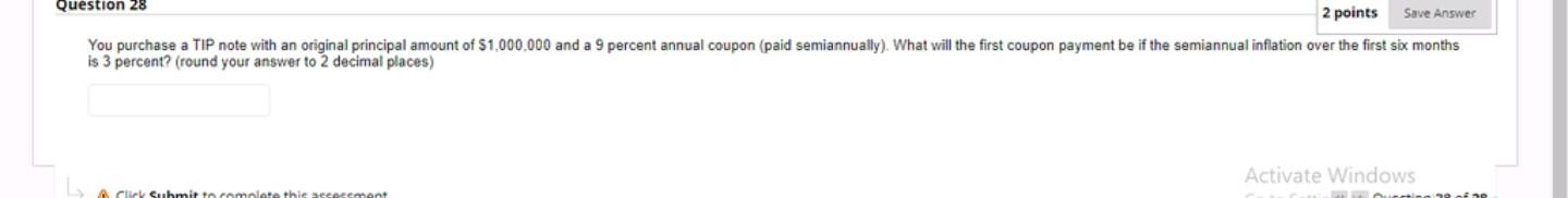 Question 28 2 points Save Answer You purchase a TIP note