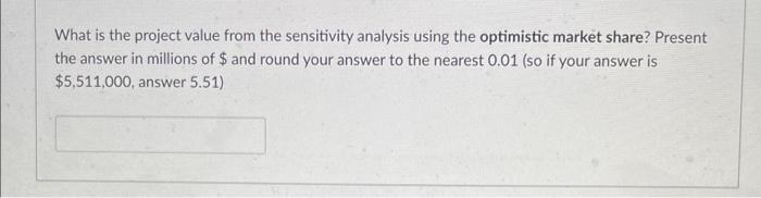  What is the project value from the sensitivity analysis using the