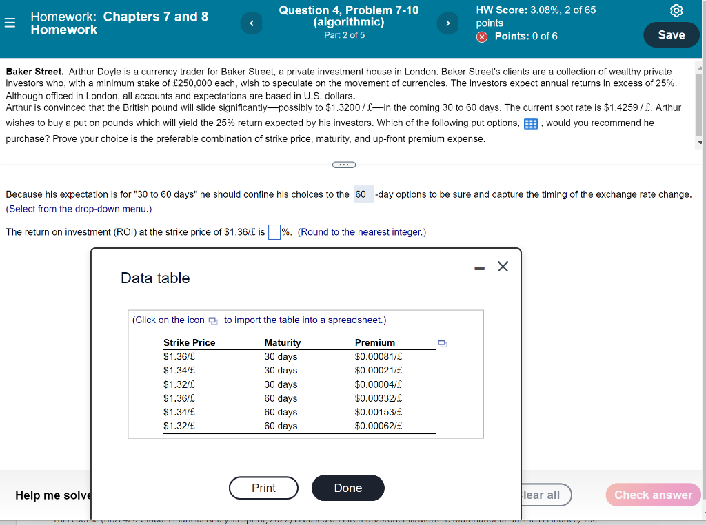 = Homework: Chapters 7 and 8 Homework Question 4, Problem 7-10
