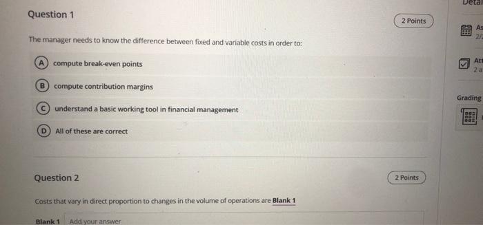 answer all questions for thumbs up Deta Question 1 2 Points EL