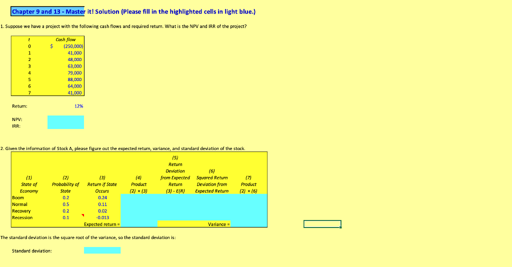 MUST SHOW FORMULAS Chapter 9 and 13 - Master it! Solution (Please