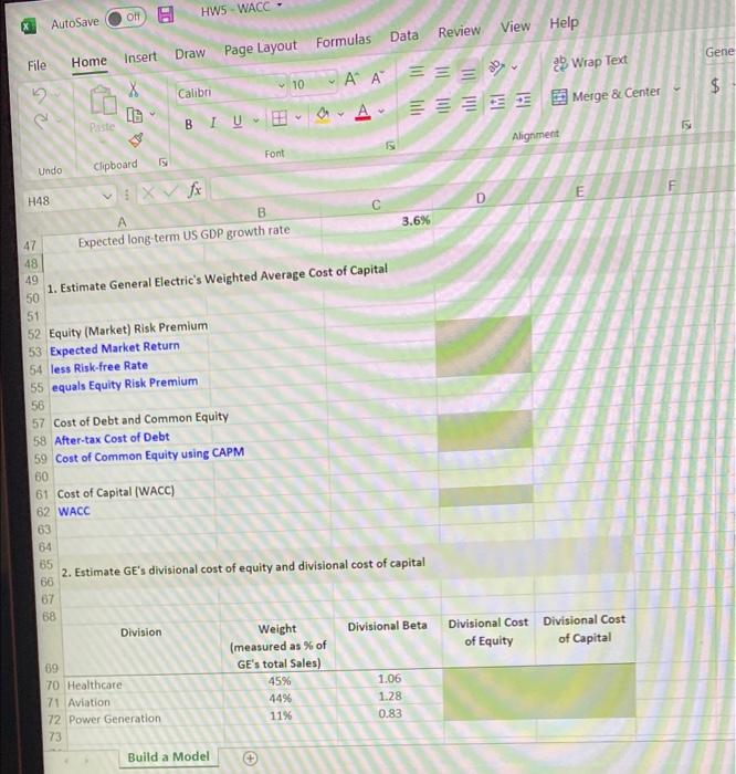 E 21 calculations, assume that each division has the same capital structure