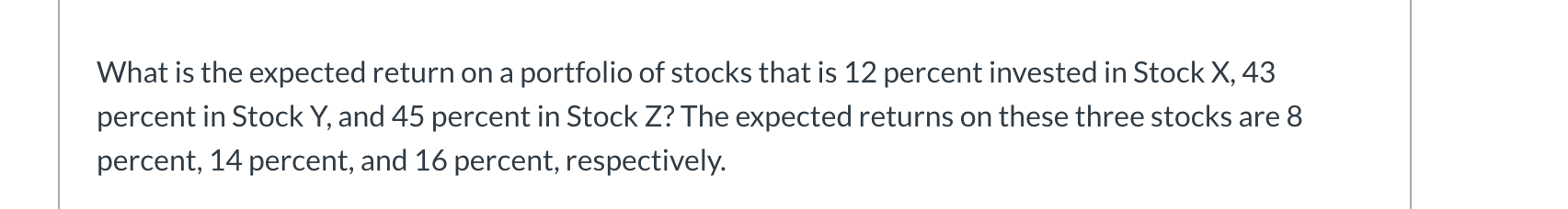 Please show formulas in excel: What is the expected return on a