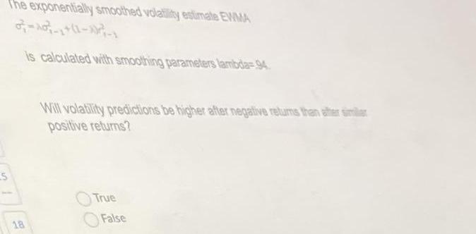  The exponentially smoothed volatility enumele e 80 m2 + (1 -