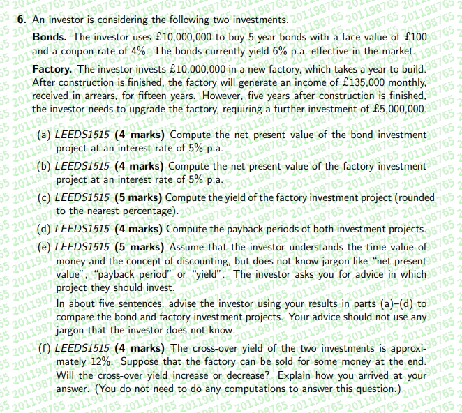  please answer (a)(b)(c)(d)(e)(f) step by step! 129876 29876 1987 55 2012