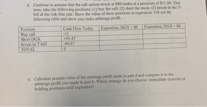 Problem 1 Given the following data as of the close of trading