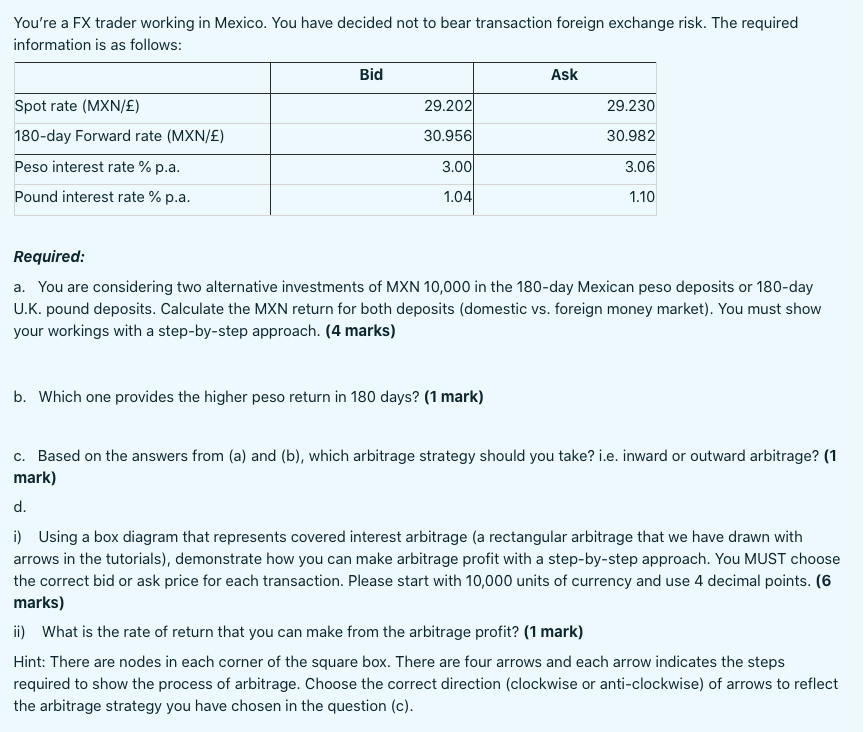 please answer part b You're a FX trader working in Mexico.