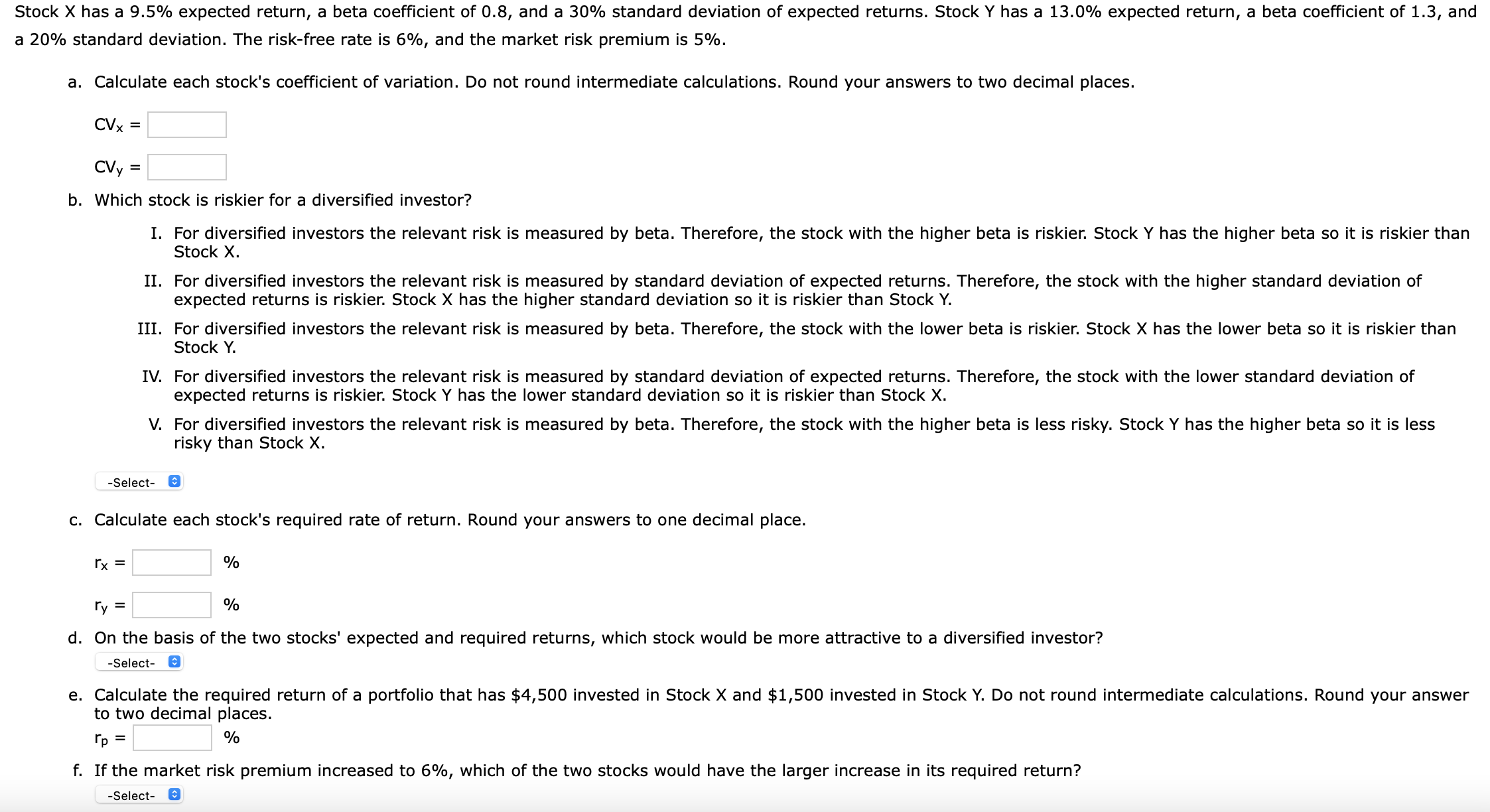  X has a 9.5% expected return, a beta coefficient of 0.8
