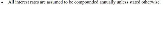  All interest rates are assumed to be compounded annually unless stated