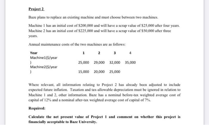 is evaluating two investment projects, as follows. Project 1 This is an