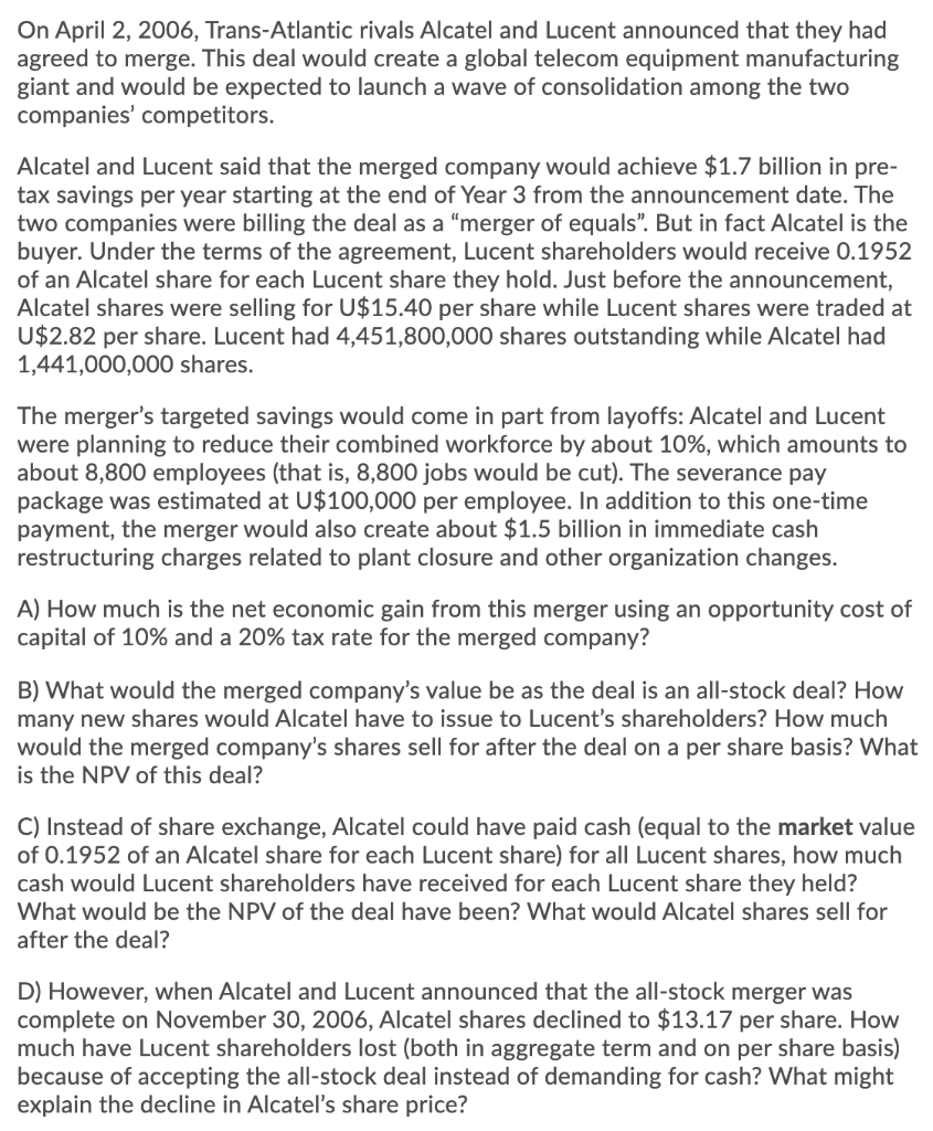 Please provide step by step for this problem. On April 2, 2006,