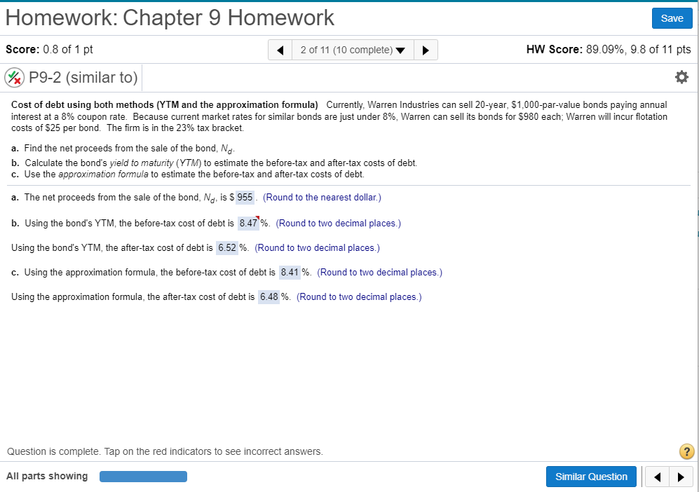 Need help please show work! THanks! Homework: Chapter 9 Homework Save