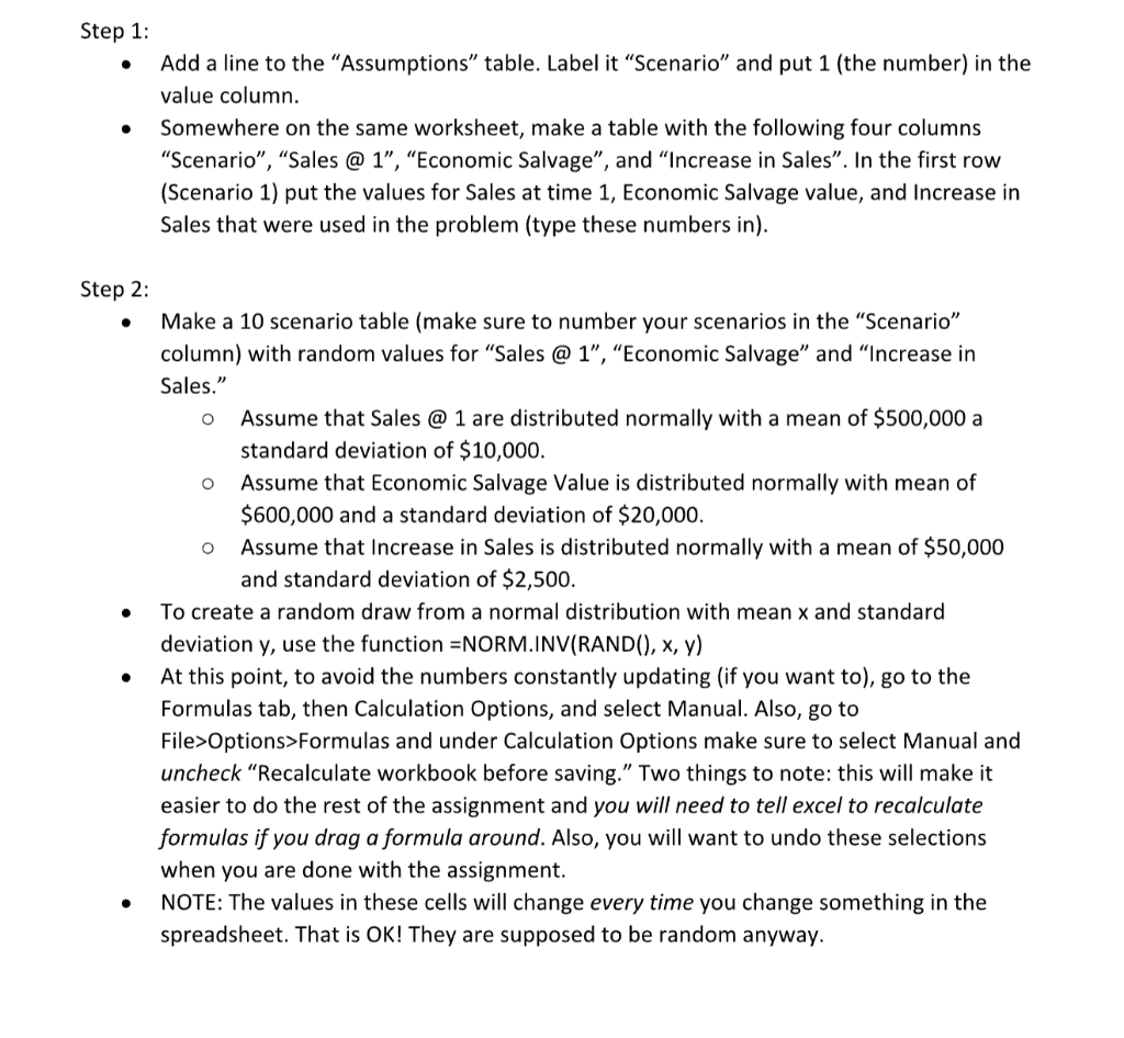 a. done please Step 1: - Add a line to the "Assumptions"