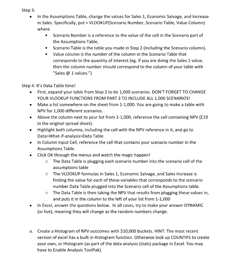 table. Label it "Scenario" and put 1 (the number) in the value