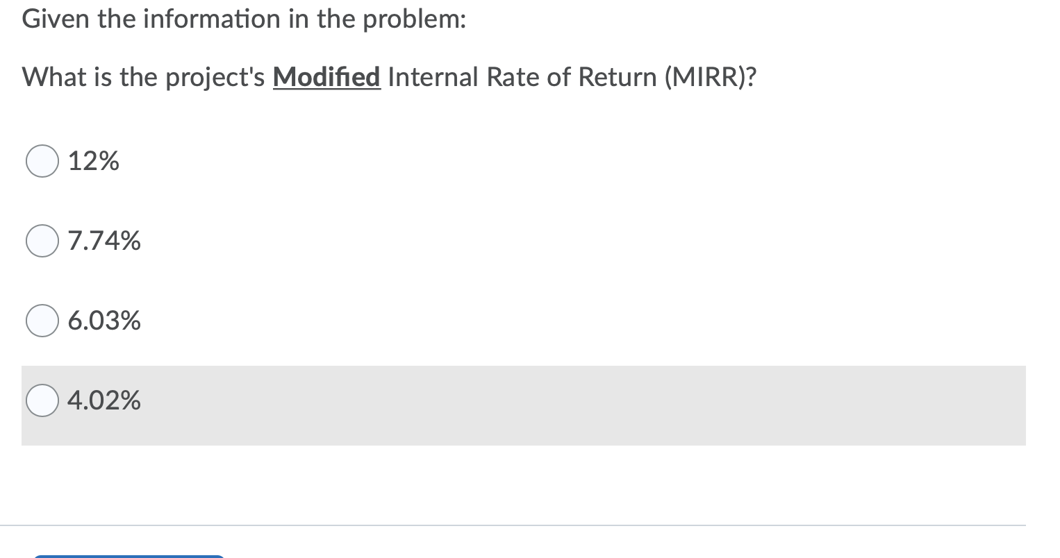 Net Present Value (NPV)? $19,549 ($19,549) $48,760 ($11,900) Given the information in