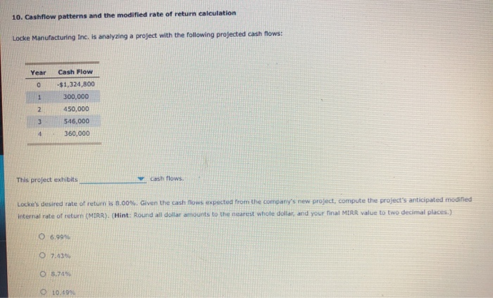 backup server crashed. The company's CFO remembers that the intemal rate of
