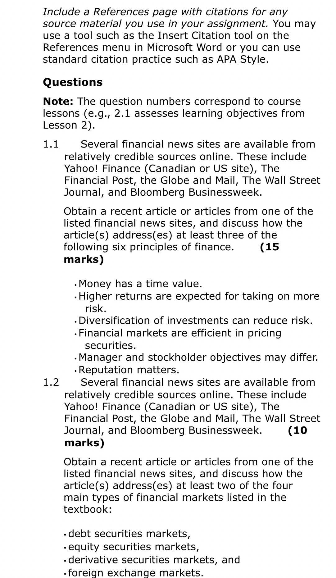  Include a References page with citations for any source material you