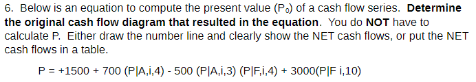  6. Below is an equation to compute the present value (Po)