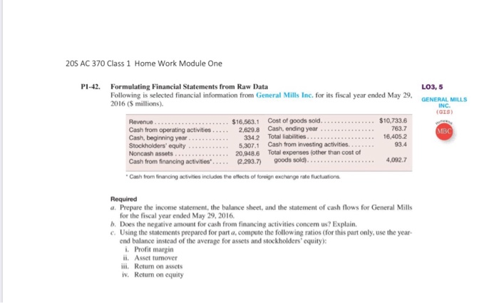  205 AC 370 Class 1 Home Work Module One PI-42. Formulating