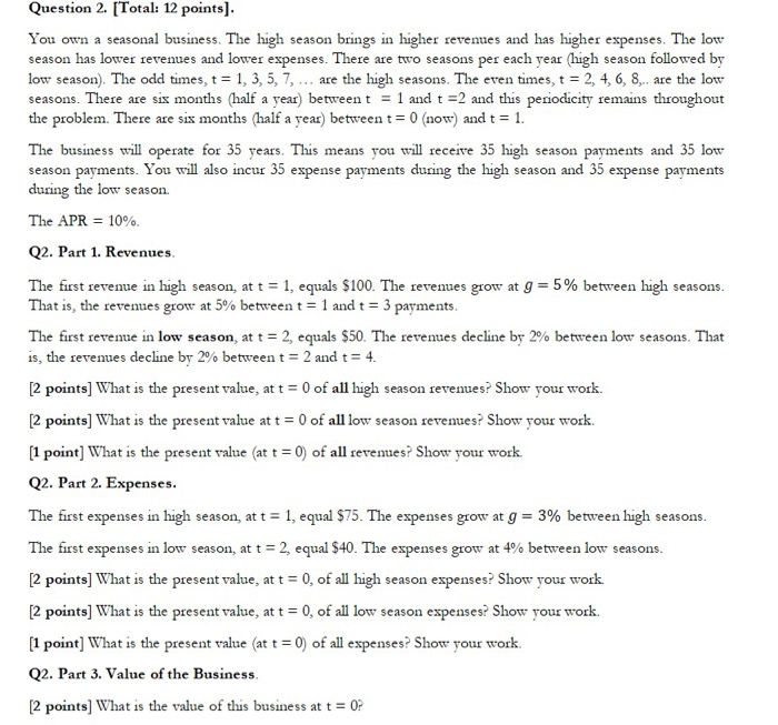  please write down the equation Question 2. [Total: 12 points). You