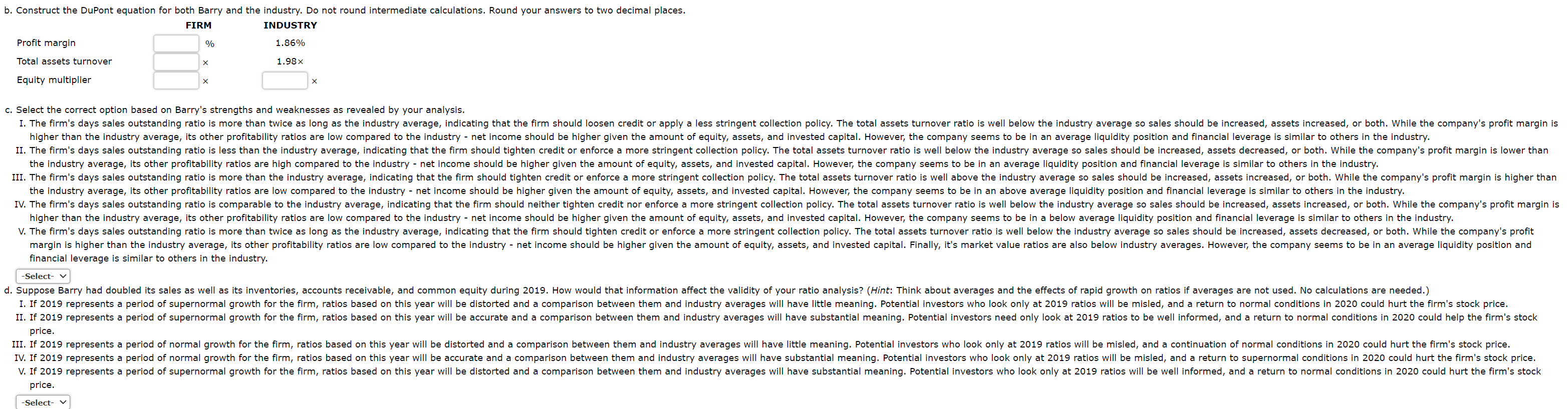 Co. and its industry averages follow. The firm's debt is priced at