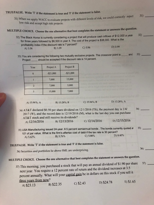  Do 36-37 TRUEFALSE. Write T if the statement is true and