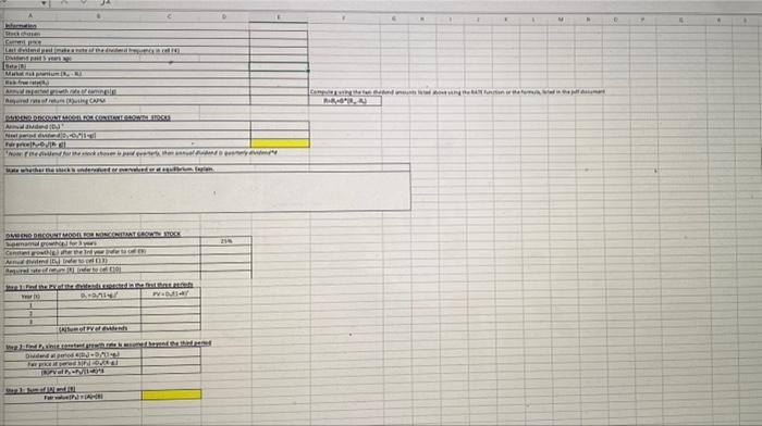 Assignment #2 Stock Valuation A. Choose a stock (dividend-paying stock traded in