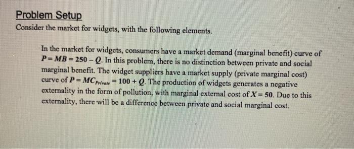  please fill in the table. Problem Setup Consider the market for