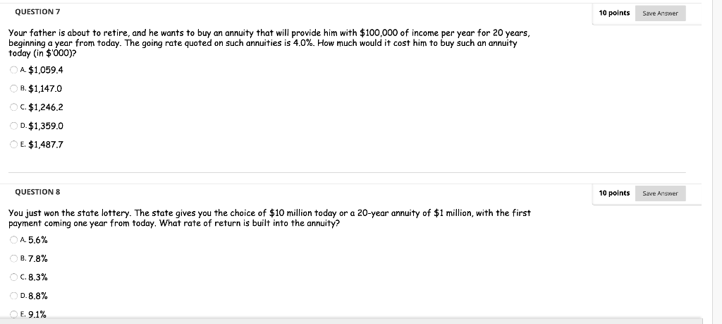  QUESTION 7 10 points Save Answer Your father is about to