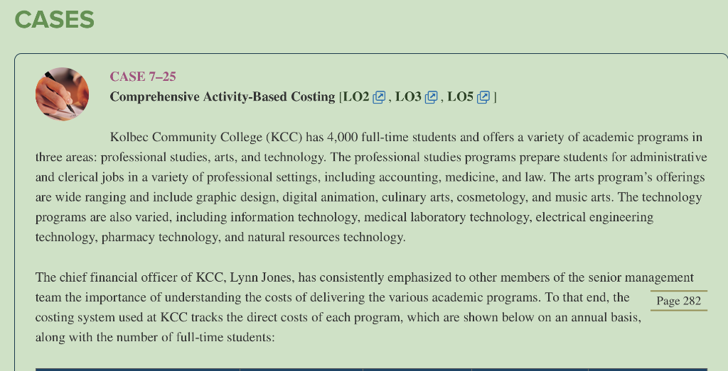 Can you answer Chapter 7, Case 25 CASES CASE 7-25 Comprehensive Activity-Based
