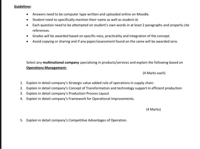  Guidelines: Answers need to be computer type-written and uploaded online on