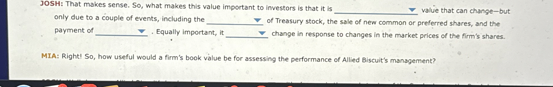 JOSH: That makes sense. So, what makes this value important to