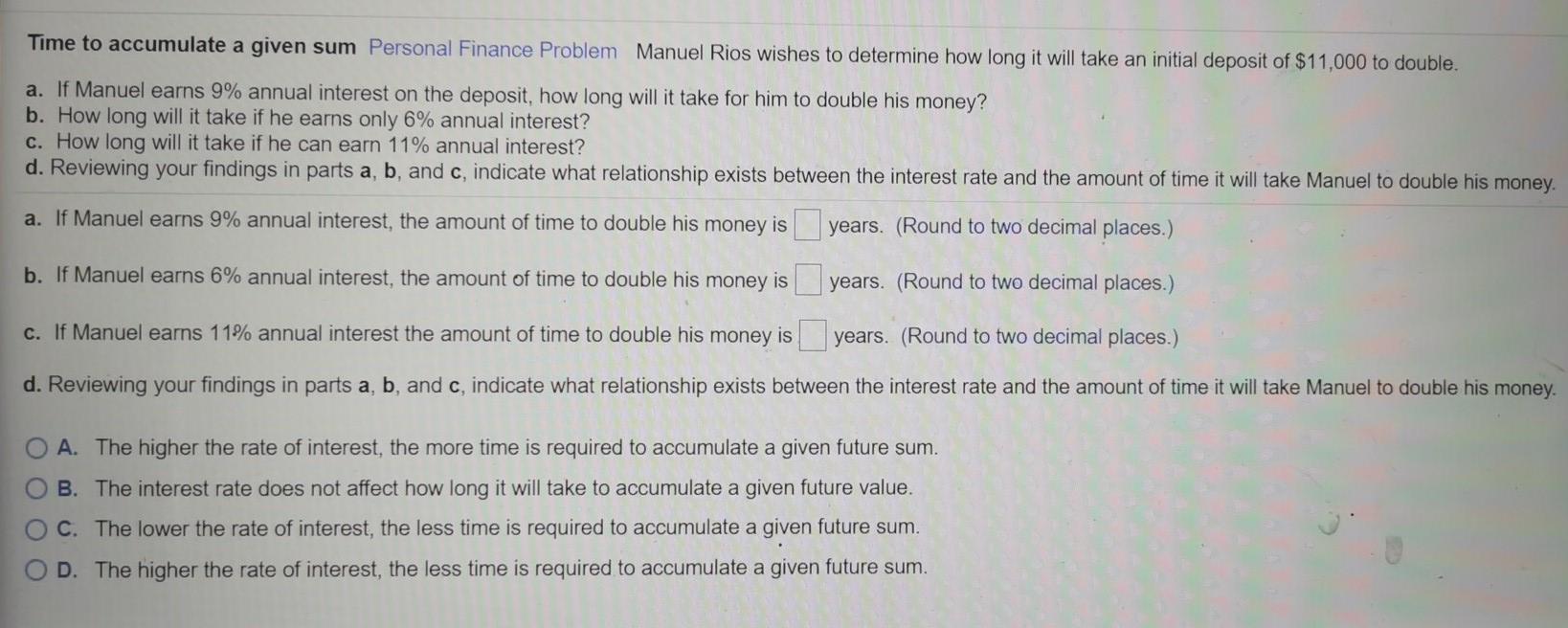  Time to accumulate a given sum Personal Finance Problem Manuel Rios