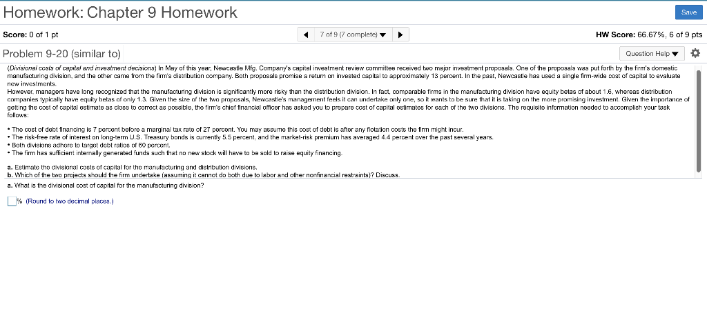 HELP Homework: Chapter 9 Homework Save Score: 0 of 1 pt 7