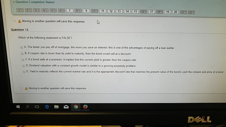  Question Completion Status: 11 12 920 21 Moving to another question