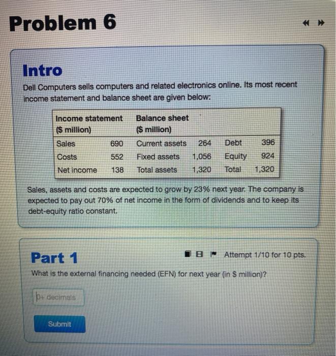  Problem 6 Intro Dell Computers sells computers and related electronics online.