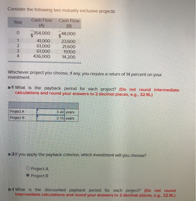  Consider the following two mutually exclusive projects: Year Cash Flow (A)