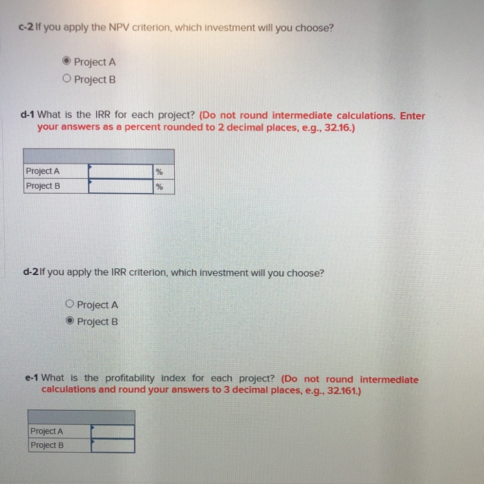 19.100 14,200 Whichever project you choose, if any, you require a return