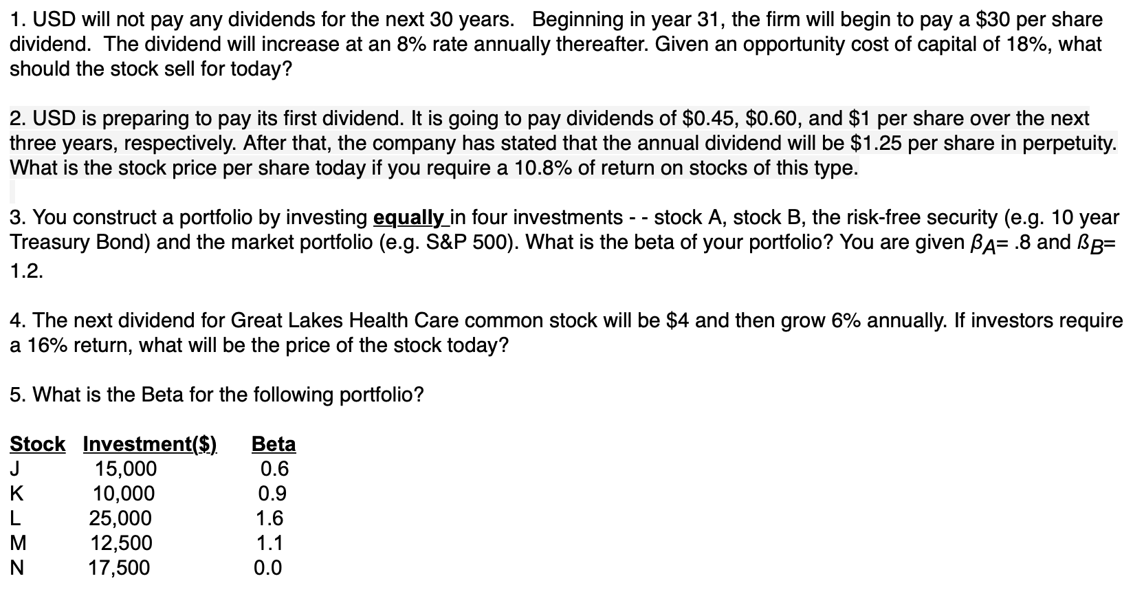 Please do this in excel and show excel formulas " 1. USD
