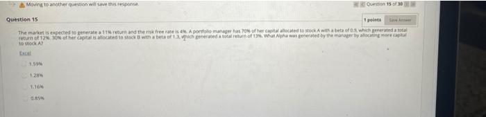  Moving to another ton will save the response OS 15 of