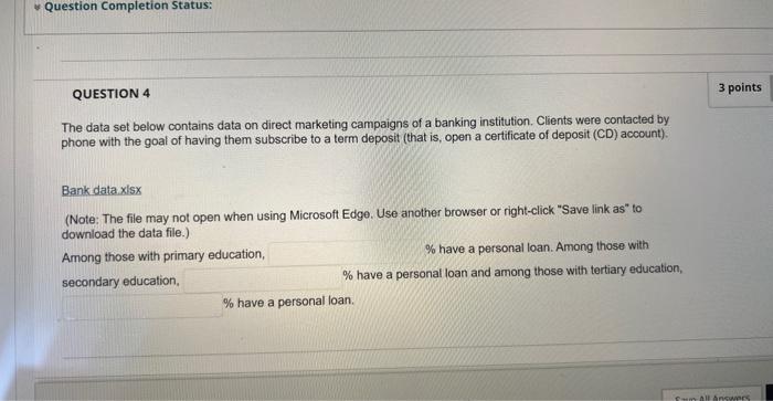  The data set below contains data on direct marketing campaigns of