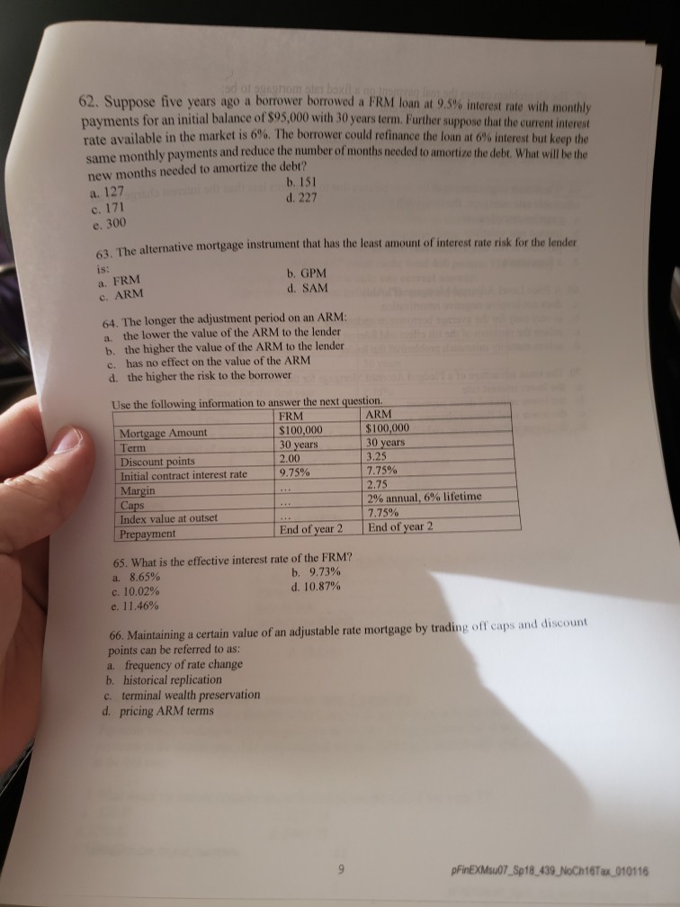 need help 62. Suppose five years ago a borrower borrowed a