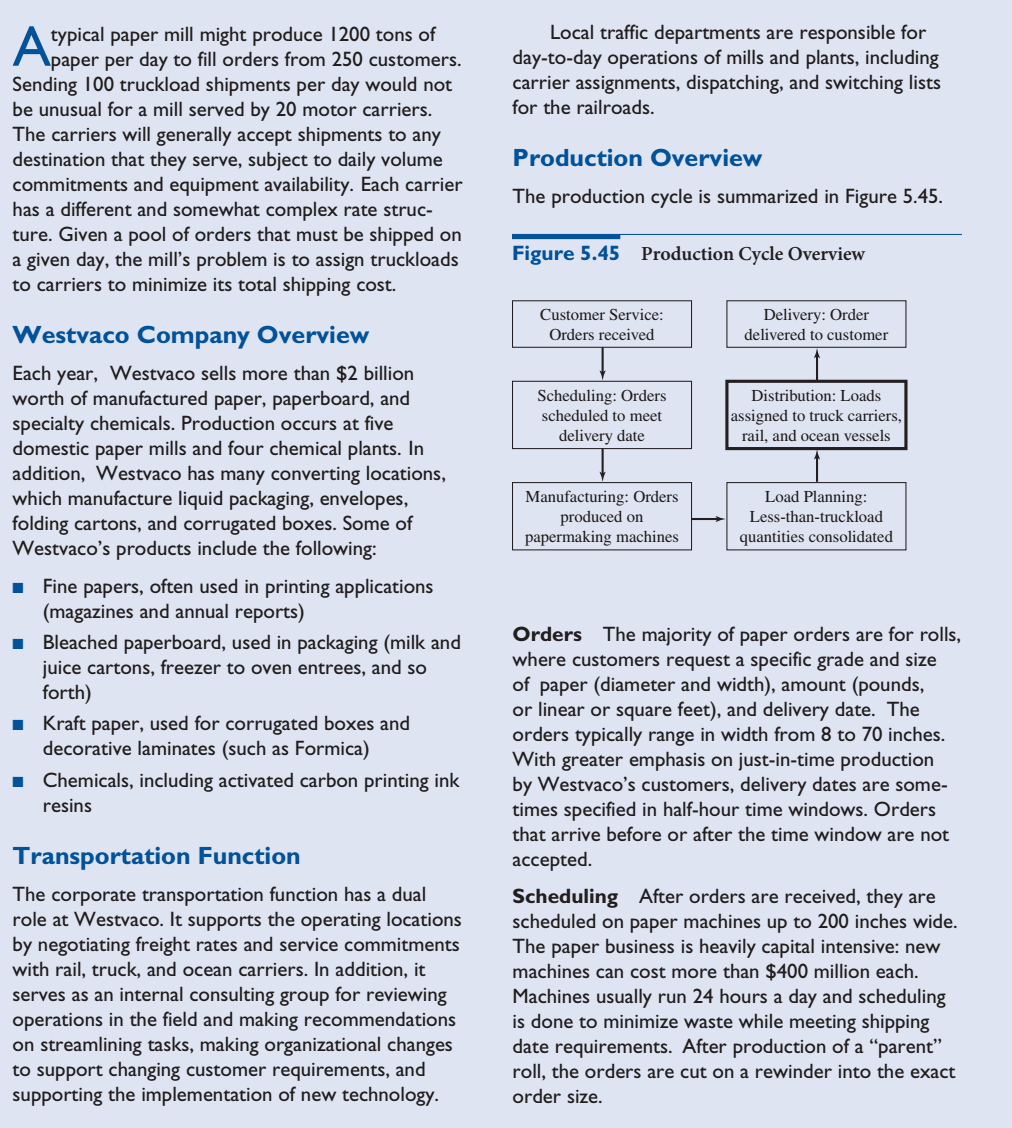  Build a spreadsheet model for Case 5.1 "Optimized Motor Carrier Selection