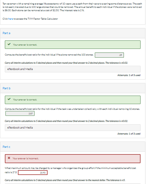 Need help with part c Ten cavemen with a remaining average