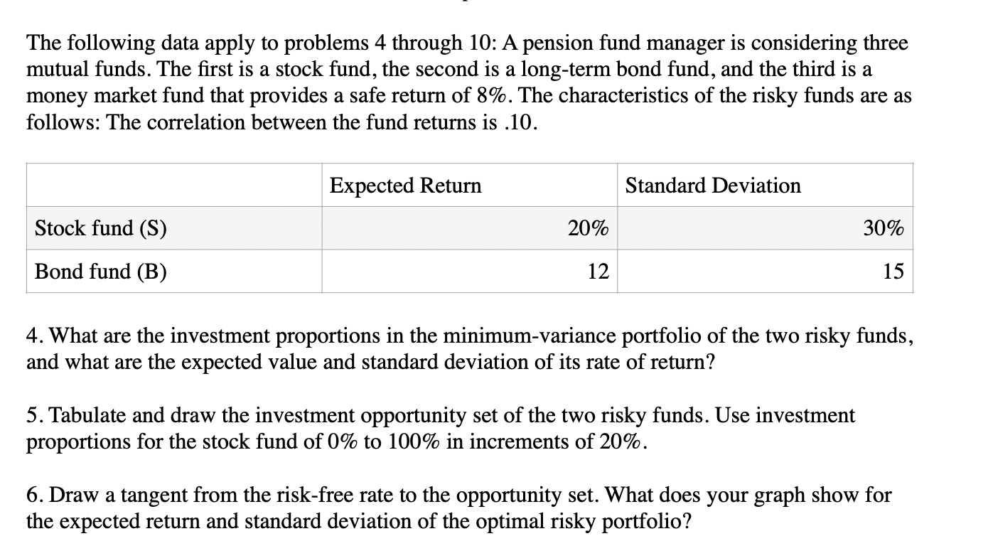 The following data apply to problems 4 through 10: A pension