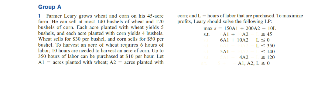 Winston page 2414 1 Section 5.2. Solve the problem using Excel. Generate