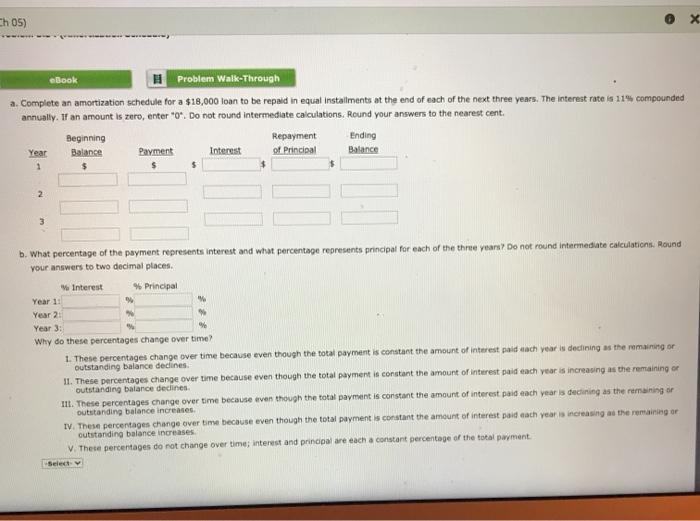  Ch 05) eBook Problem Walk-Through a. Complete an amortization schedule for