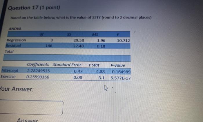SST? (round to 2 decimal places) 29.58 1.96 0.18 10.712 che Standard