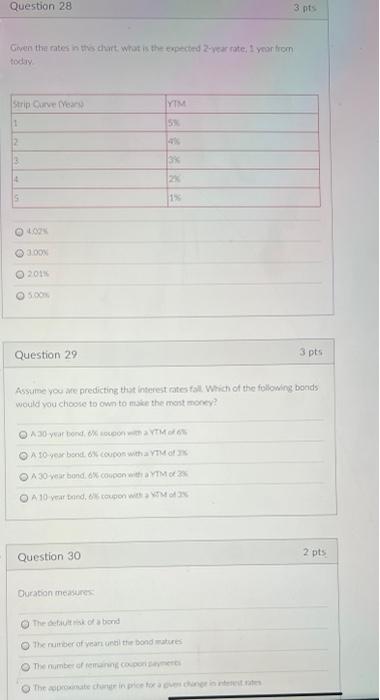  Question 28 3 pts Given the rates in the chart wat